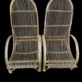 Énorme paire de fauteuil en Rotin des années 50 Sud de la France