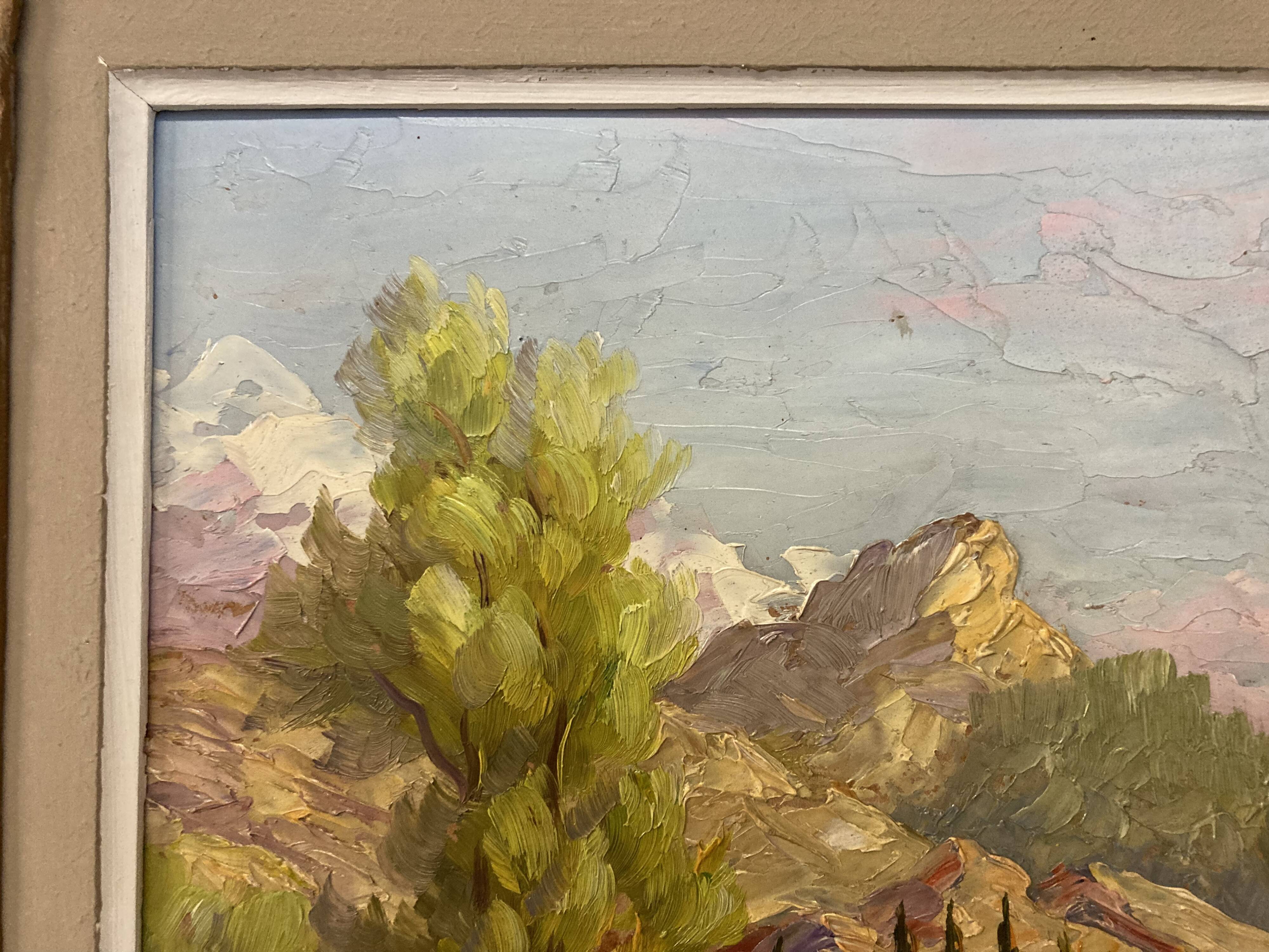 Reyne-marin de pyerne (20th century), landscape of veynes, oil on panel