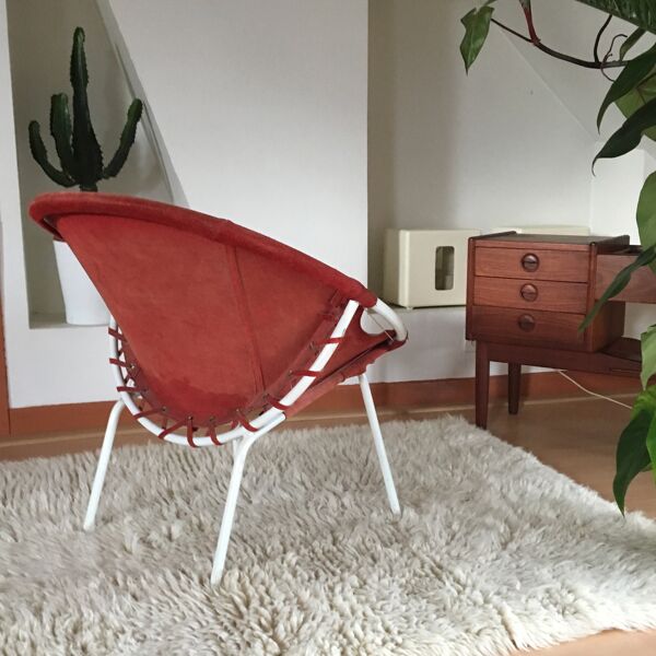 Fauteuil corbeille en cuir de Lusch