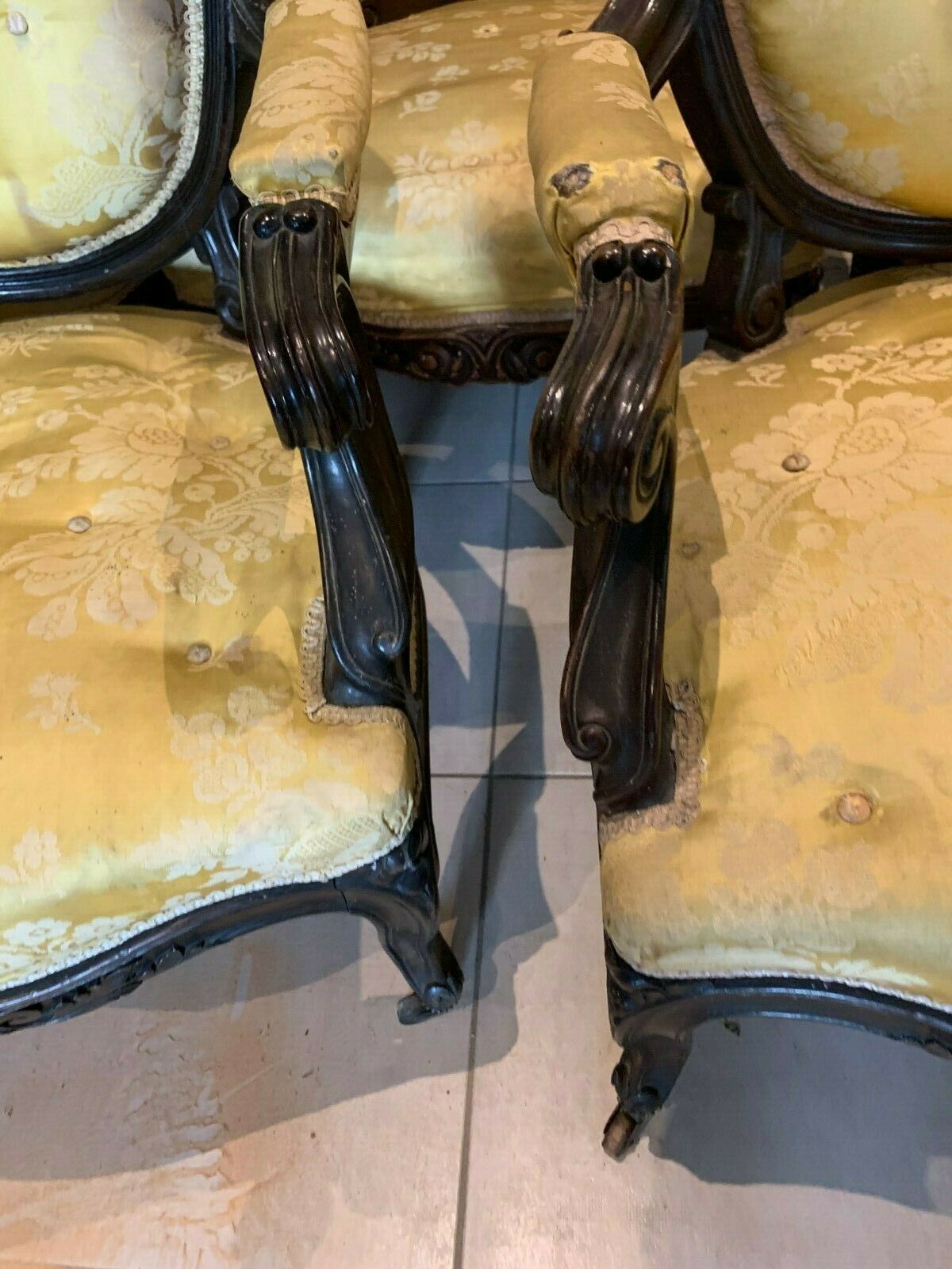 Napoleon III rosewood suite of eight 19th century armchairs