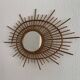 Miroir vintage 1960 soleil rotin osier ortf spirale design - 68 x 52 cm