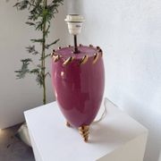 Lampe de table céramique rose et or tripode