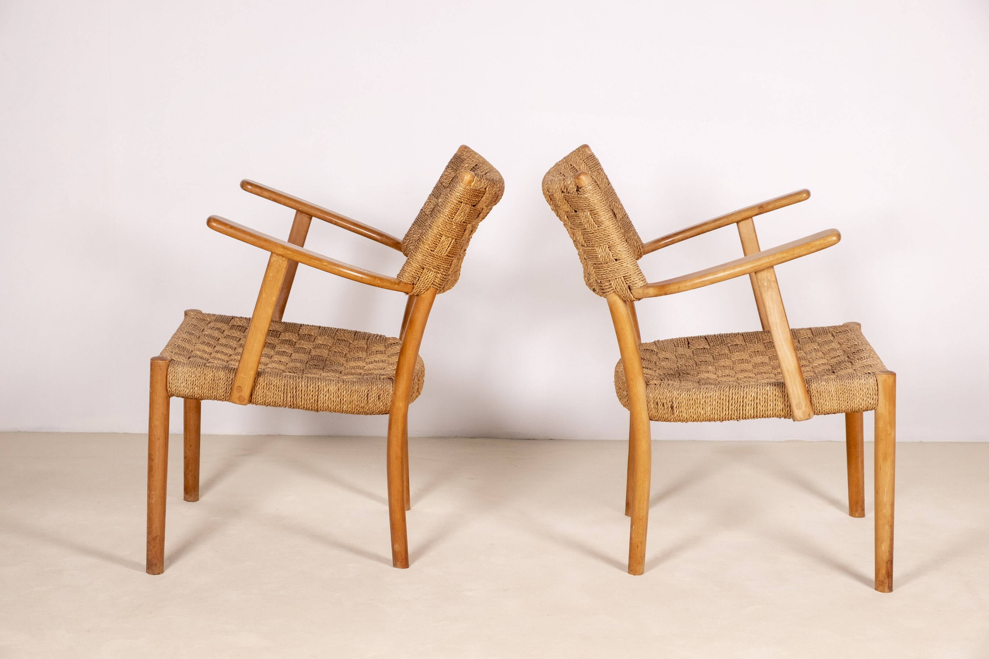 Pair of Karl Schrøder Model 1570 Lounge Chairs, Fritz Hansen, 1930s