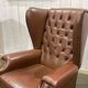 Pair of 1970s Chesterfield wingback chairs in brown leather