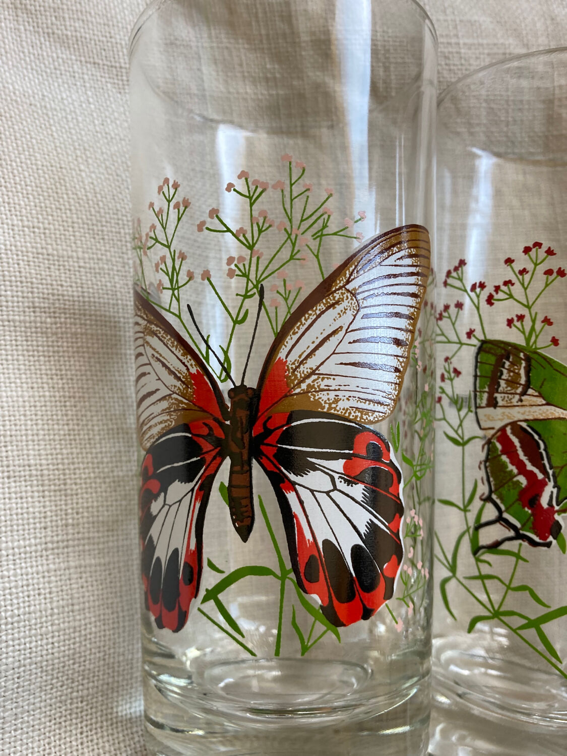Vintage butterfly orangeade glasses