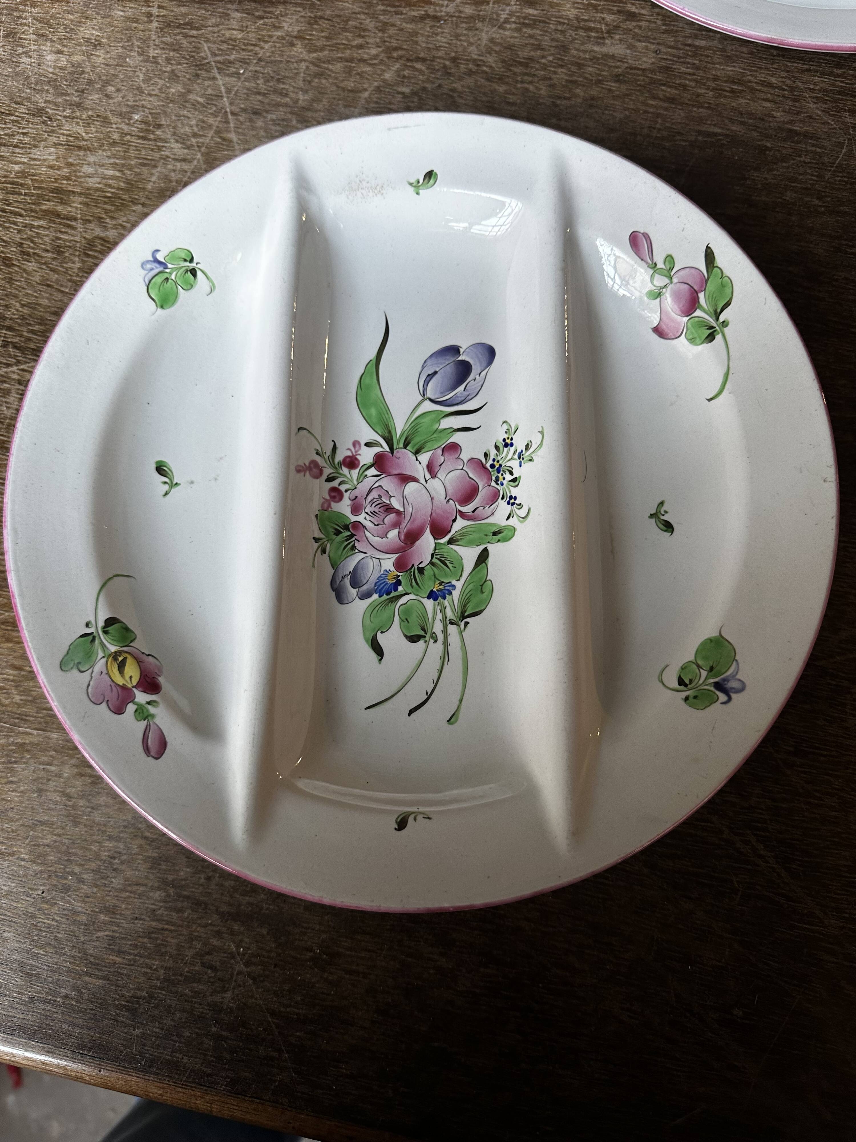 7 Asparagus Plates Late 19th Century Opaque Earthenware Luneville France