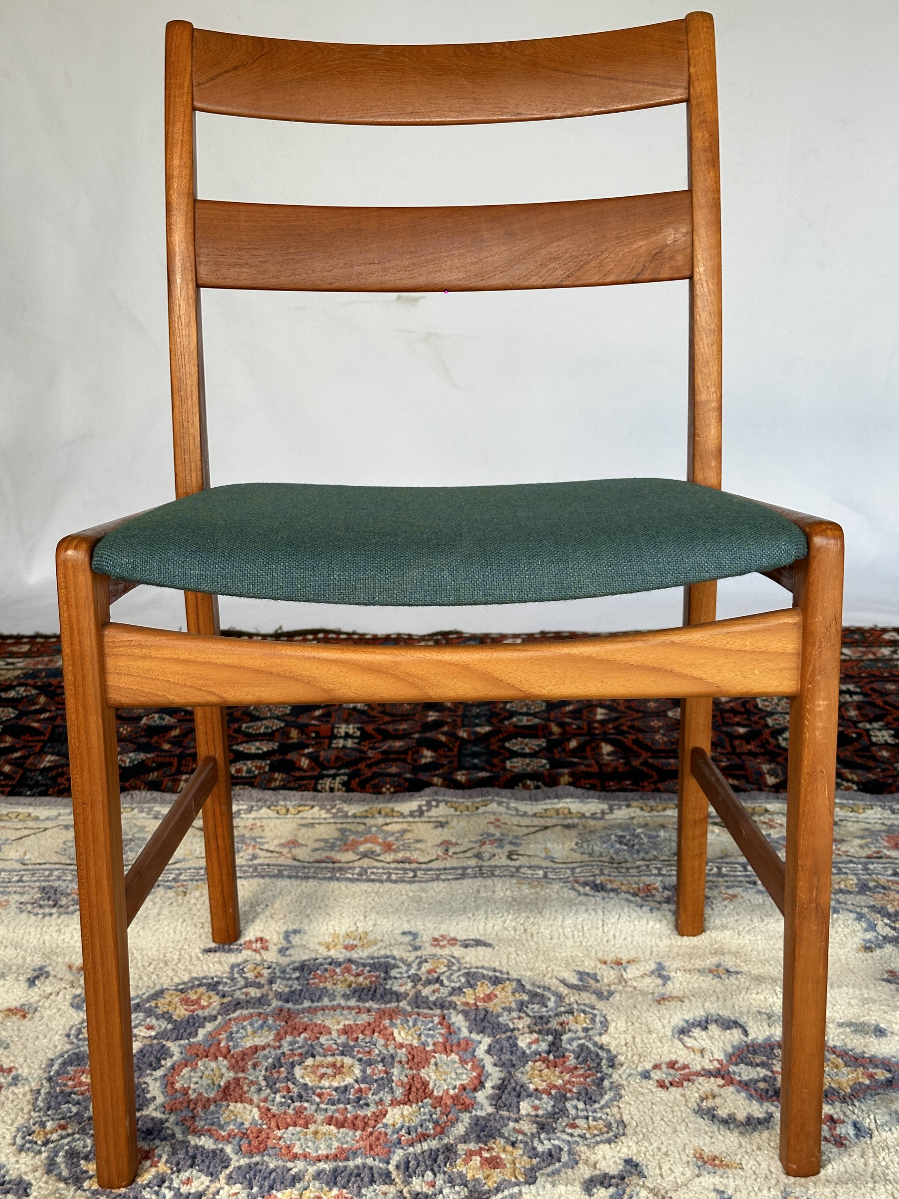 Set of 4 vintage Danish wood and wool chairs by Sax, Denmark 1960s