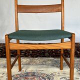 Set of 4 vintage Danish wood and wool chairs by Sax, Denmark 1960s