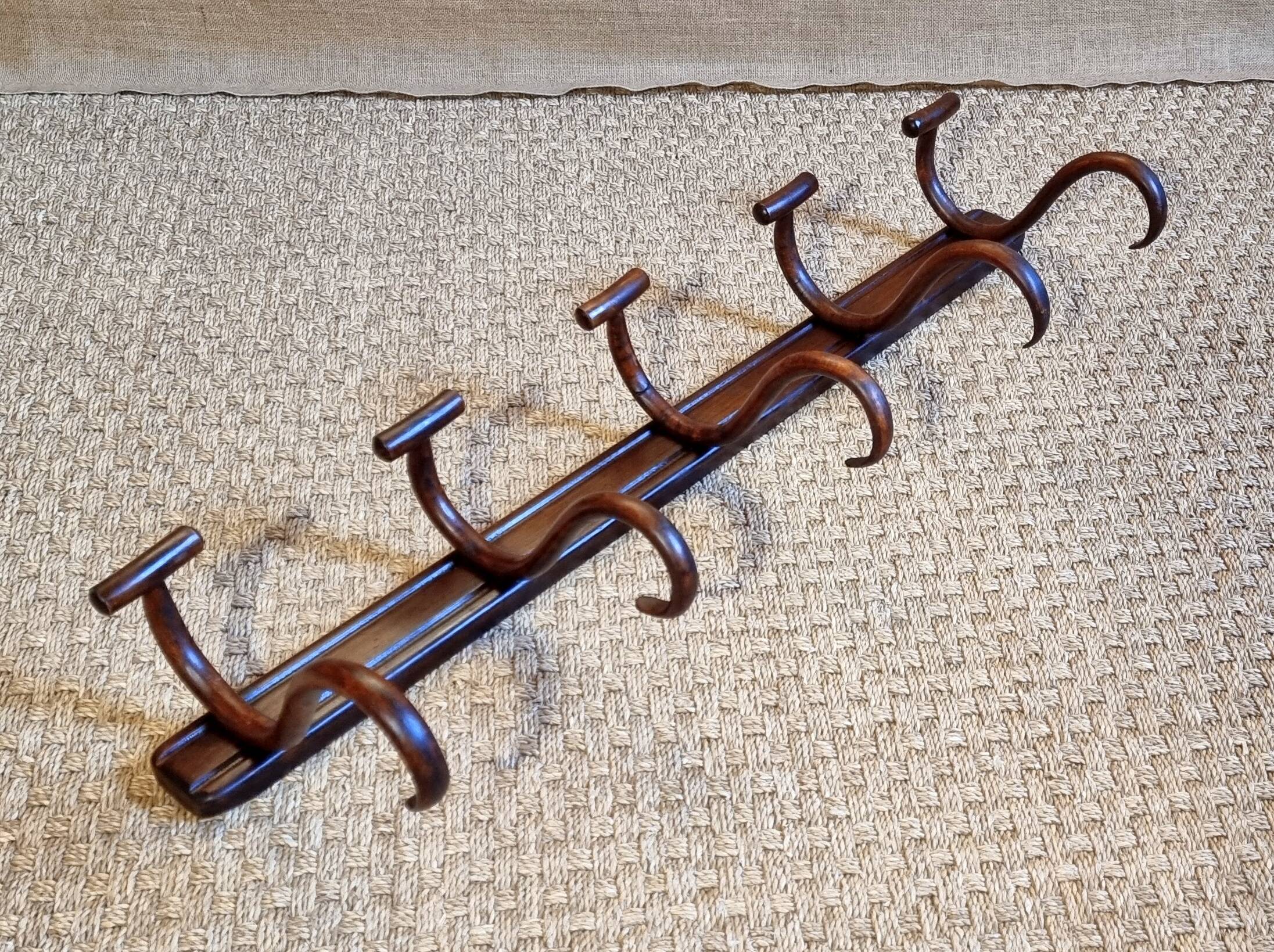 Baumann 5-hook bistro wall coat rack from the 20s