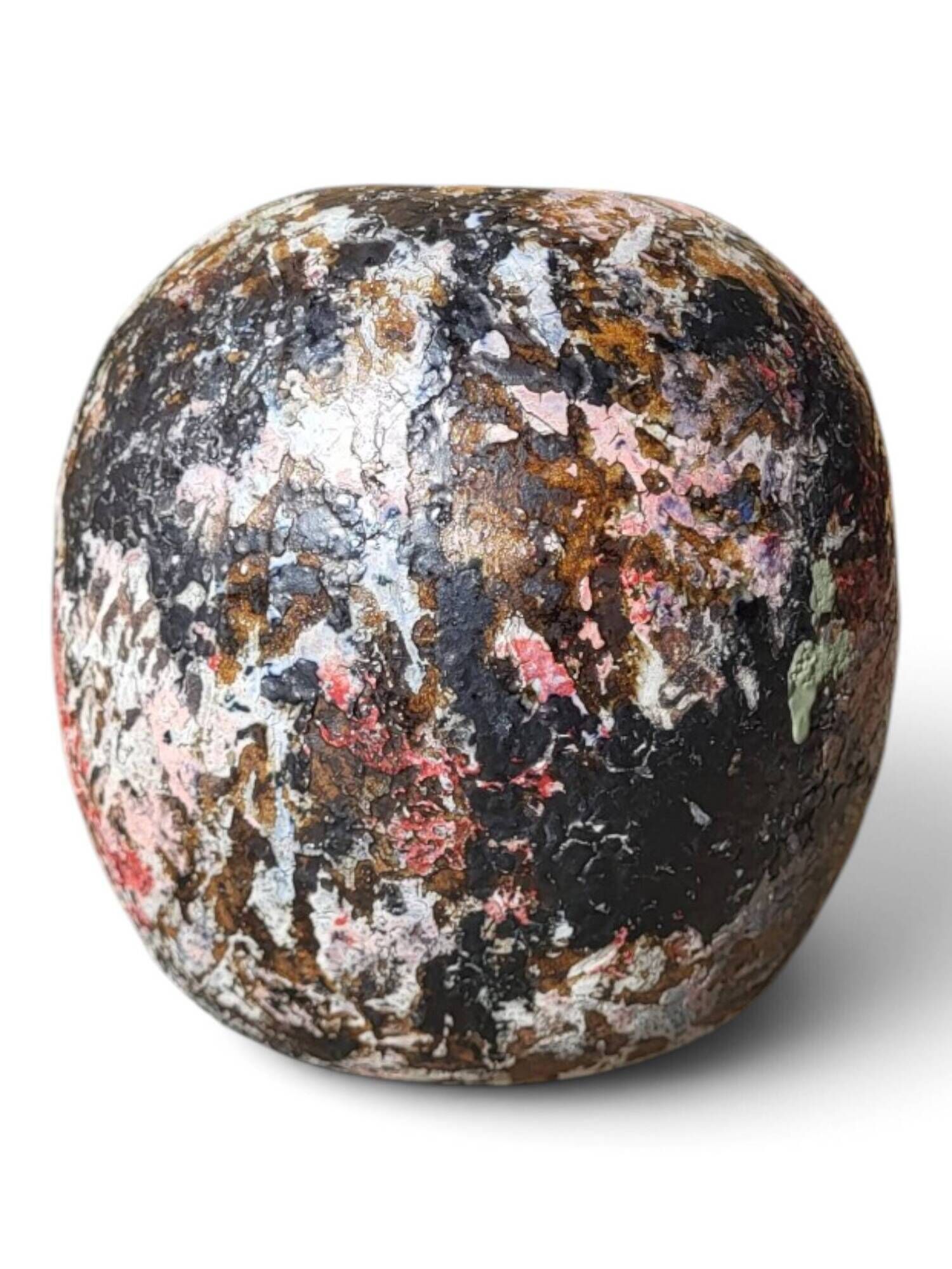 Round stoneware vase by David Whitehead, La Borne, polychrome.