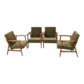 Set of 4 Mid-Century Modern Armchairs – Olive Green Velvet