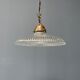 Glass holophane hangingor pendant lamp with brass gallery