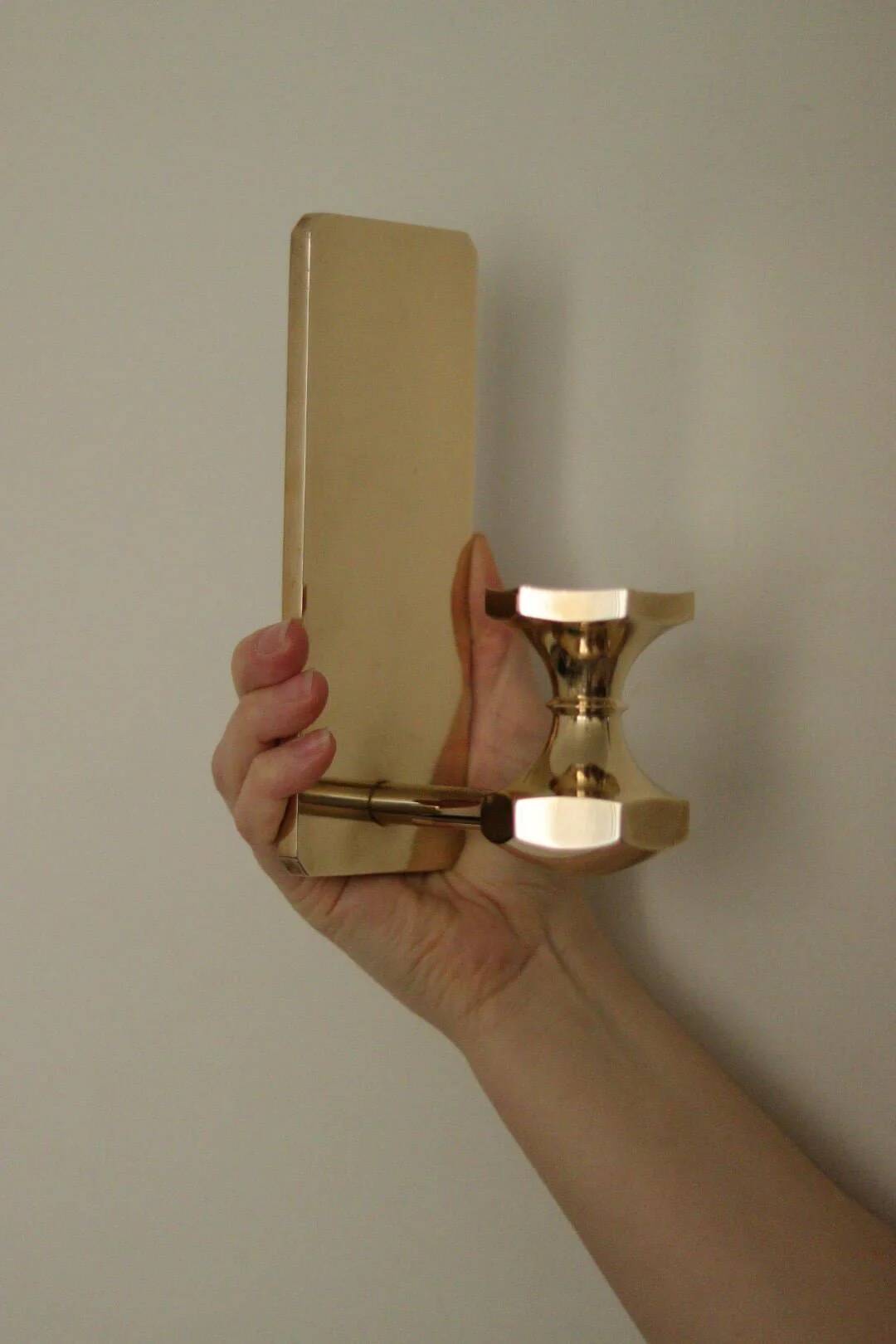 1988, single mid-century Swedish brass sconce by Gusum