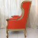 Fauteuil à oreilles en bois sculpté doré signé Maison Dienst Paris XIXeme siècle