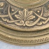 Pair of candlesticks old decor medallion a l antique signed F.Barbedienne