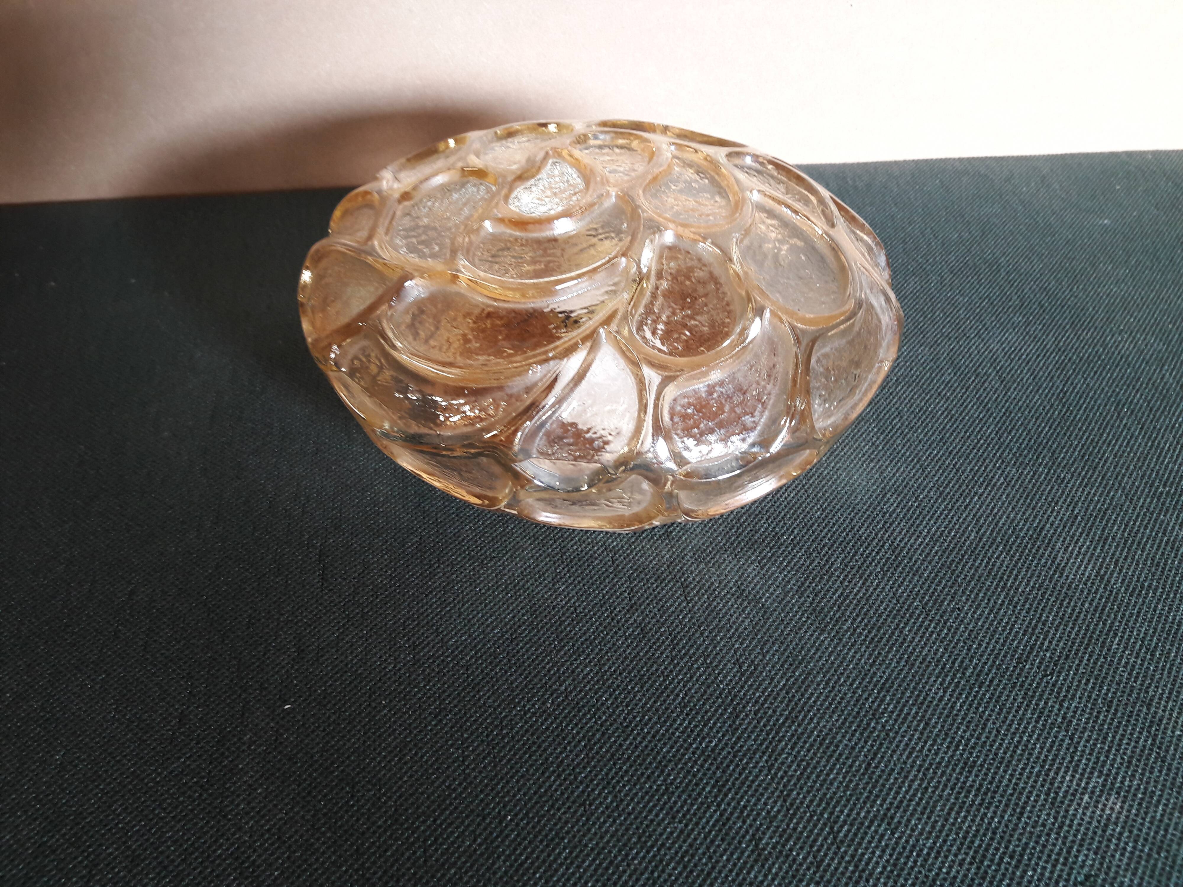 Round amber molded glass ceiling light