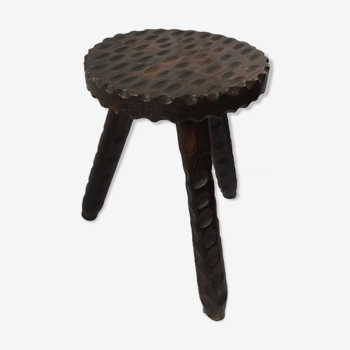 Brutalist wooden tripod stool