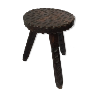 Brutalist wooden tripod stool