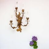 Large Italian gilded iron wall lamp 5 arms circa 1930