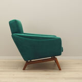 Fauteuil vert, design danois, années 1970, fabriqué au Danemark