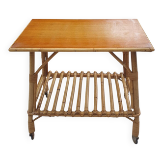 Wheeled rattan dessert trolley