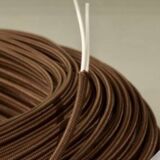 Brutalist wooden lamp, new 2M fabric cable, lampshade