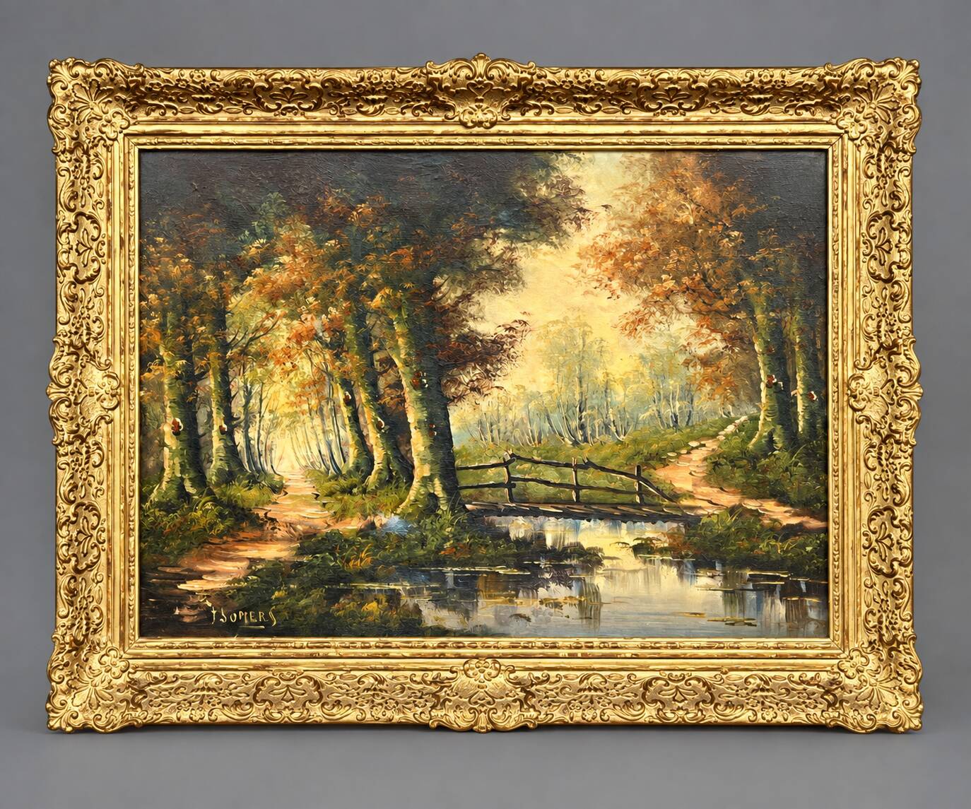 J. Somers, "Forest Landscape." Oil on canvas.