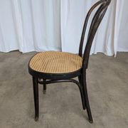 Vintage Bentwood Dining Chair: Black Thonet Style Cane Seat