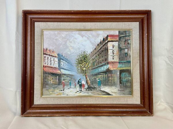 Tableau encadré huile sur toile signée Burnett