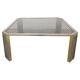 Large modernist coffee table attributed to Romeo Rega in steel and brass plating.
