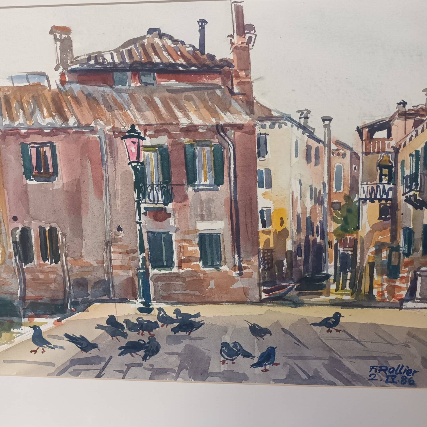 Watercolor place for pigeons