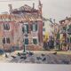 Aquarelle place aux pigeons