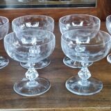 Set of 8 large crystal champagne glasses