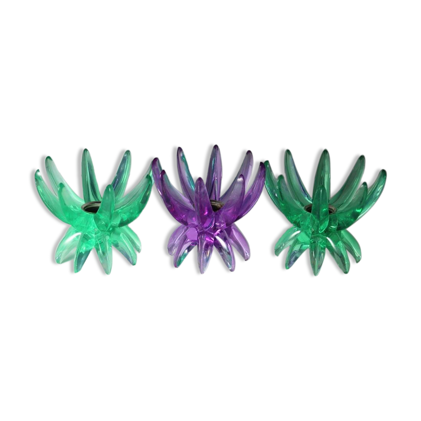 Friedel Lotus Lucite candle holders Germany 1960 x3