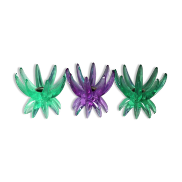 Bougeoirs Friedel Lotus Lucite allemagne 1960 x3