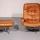 Vintage de Sede S 231 Leather armchair & ottoman, Switzerland 1960s