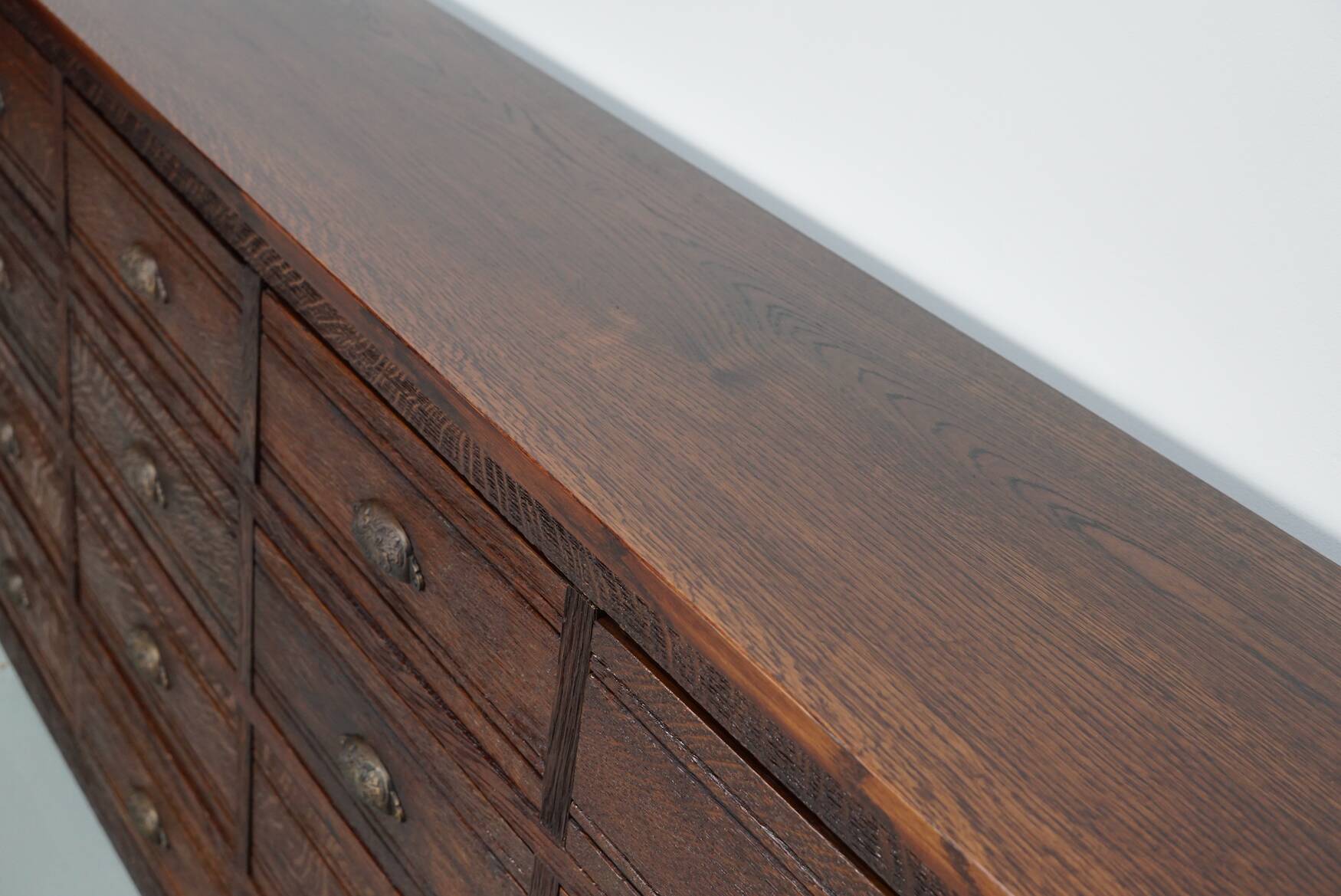 French Restored Oak Hardware Store Apothecary Cabinet, 1920/1930s