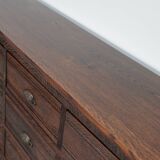 French Restored Oak Hardware Store Apothecary Cabinet, 1920/1930s