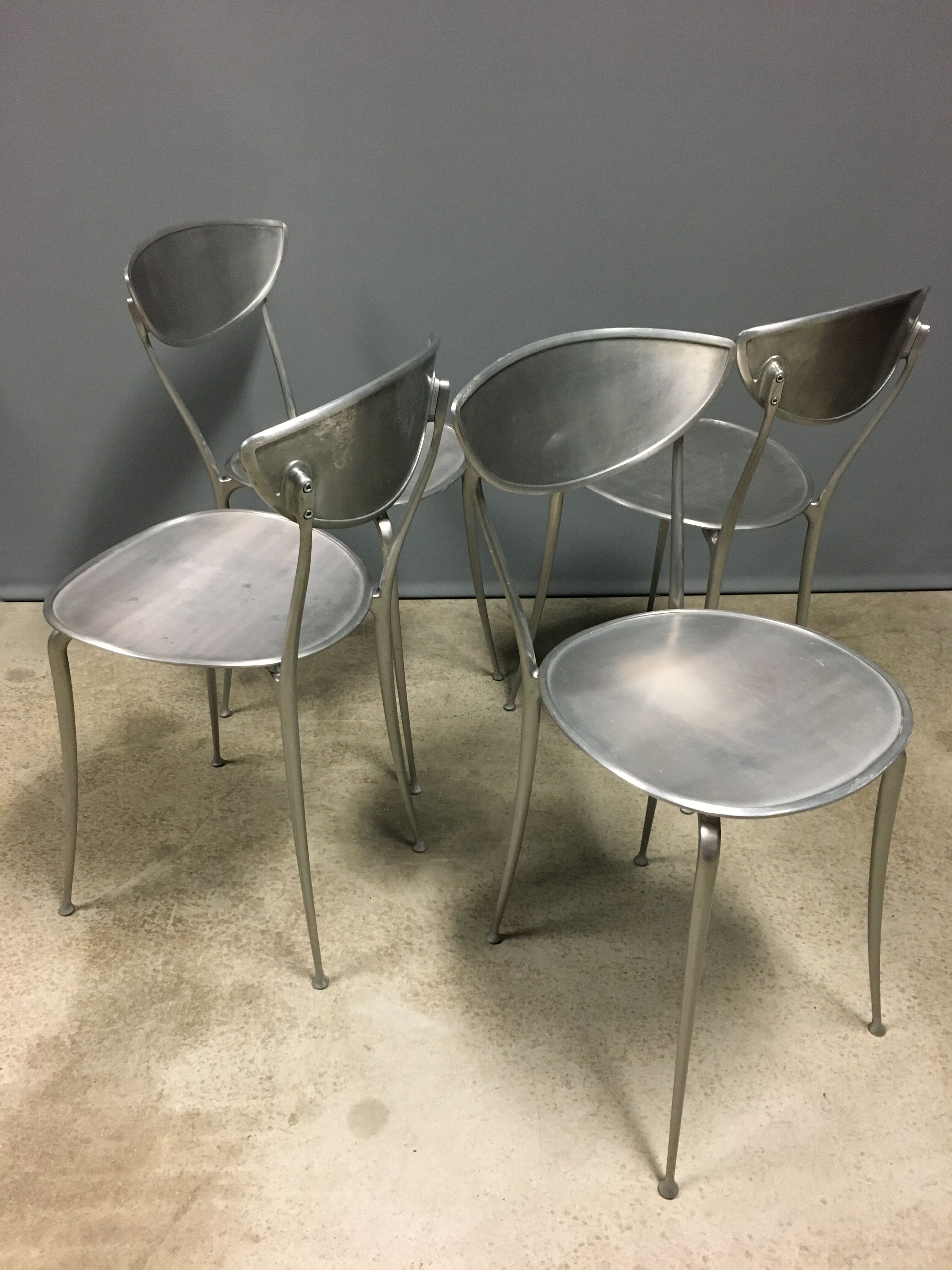 Set of 4 arper aluminium dining chairs. 1990's