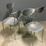 Set of 4 arper aluminium dining chairs. 1990's