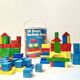 Old wooden construction game in its barrel - 178 colored cubes - heros