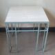 Bout de canapé, table basse en metal et travertin