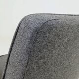 Vintage Lounge Chair Fully Refurbished, Graphite Wool Upholstery
