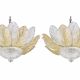 Set of 2 Vintage Italian Murano Glass Amber and trasparent Ceiling Light