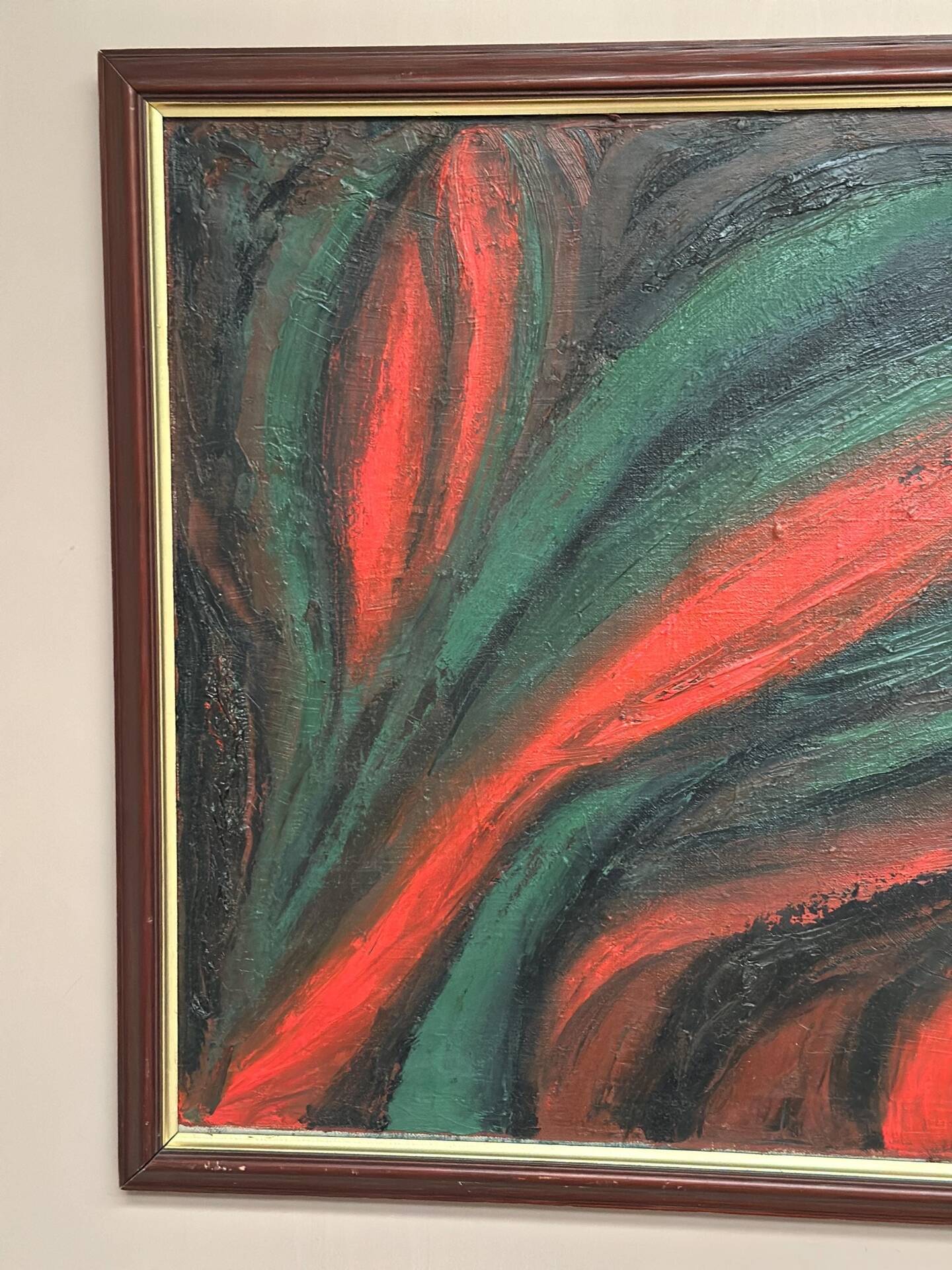 Original Swedish Oil on Canvas – Abstract Expressionist Composition – Vintage & Framed