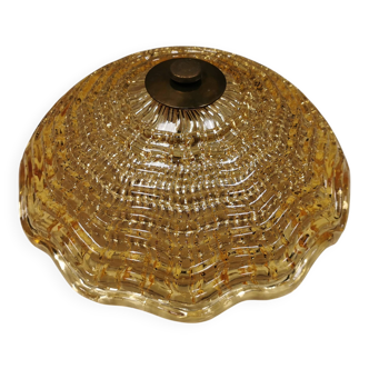Vintage ceiling lamp in brass and golden/champagne crystal glass 1960s