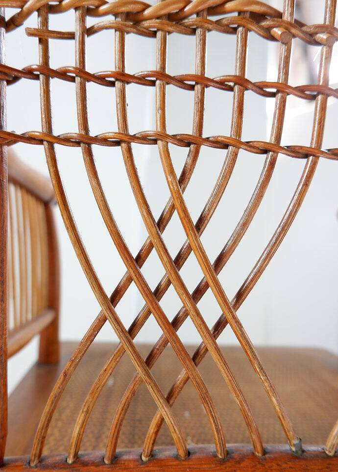 "Winter Garden" High back Wood and wicker chair