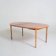 Round extendable walnut dining table, Sweden, 1960s