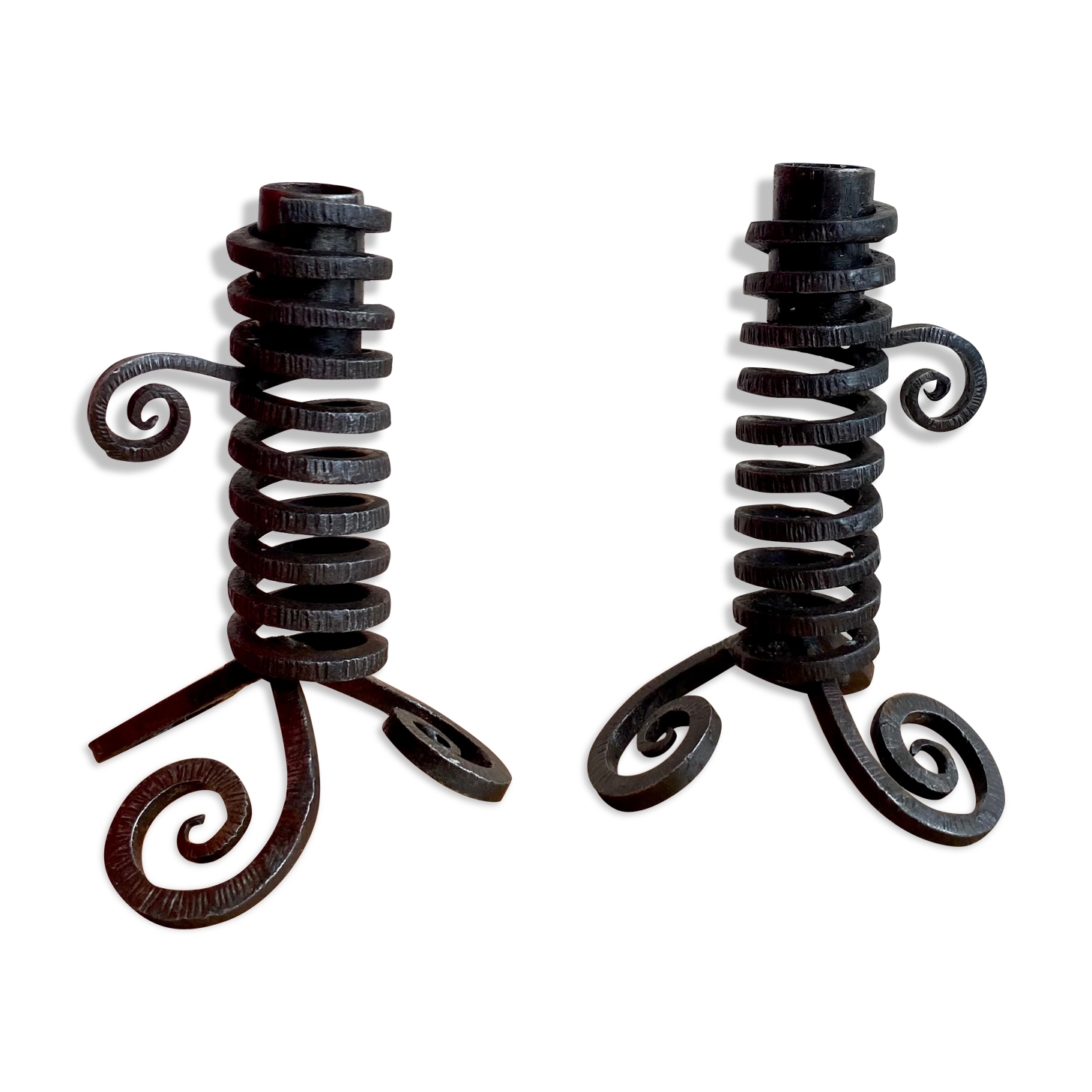 Two push candle holders with handle