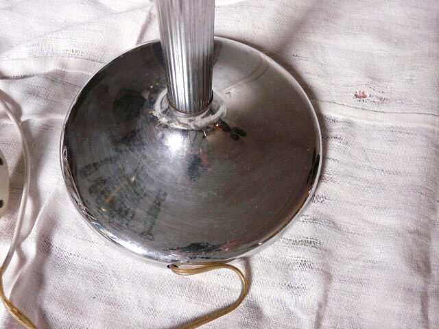 Vintage chrome lamp and globe tulip glass Clichy